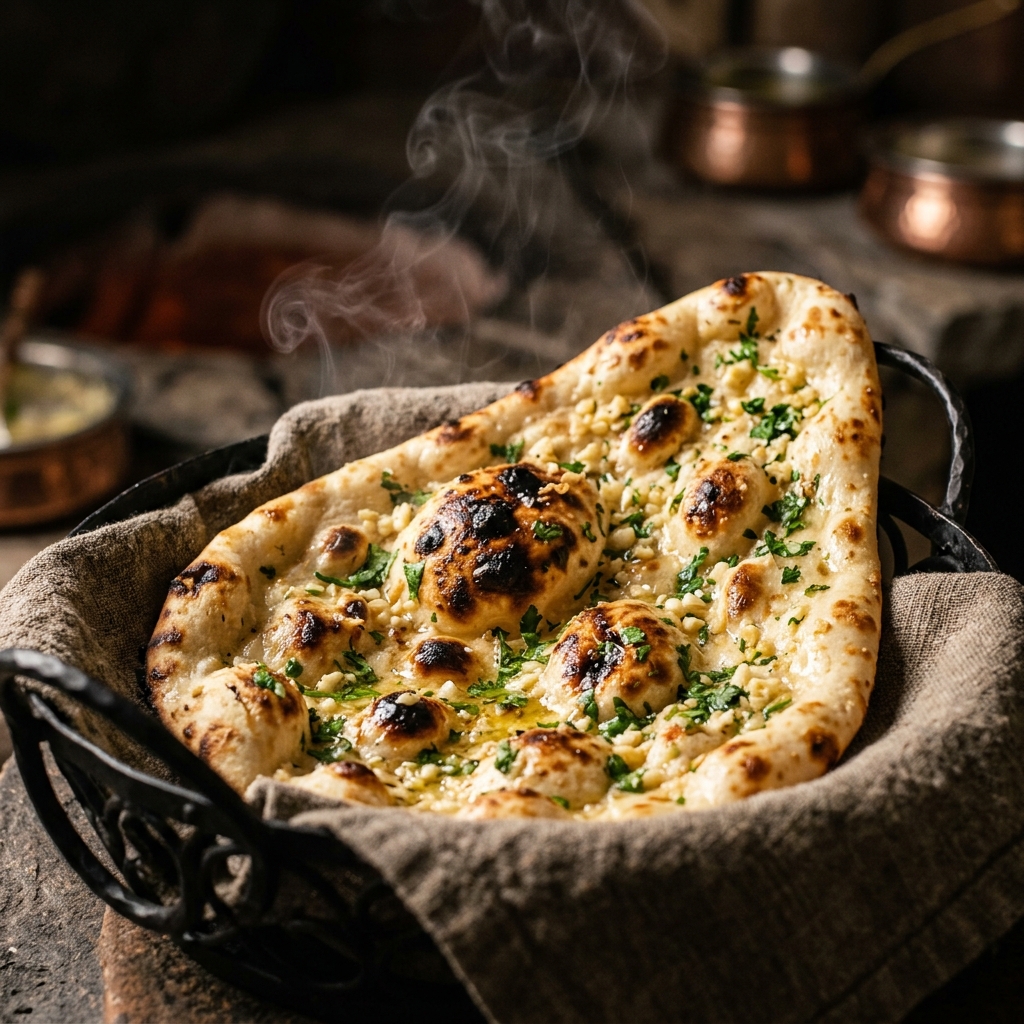 Garlic Naan - Fresh Tandoori Oven Baked Indian Bread